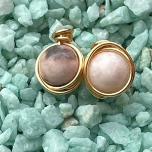 Rhodonite gold stud earrings/ heart chakra healing crystals jewelry